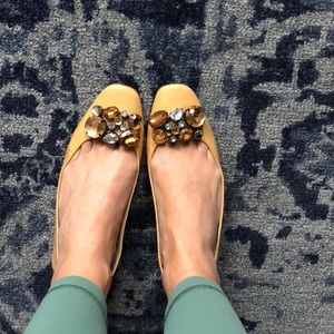 Kate Spade patent goldenrod jewel ballet flat